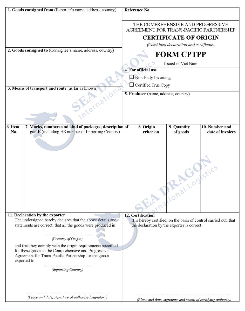 C/O Form CPTPP