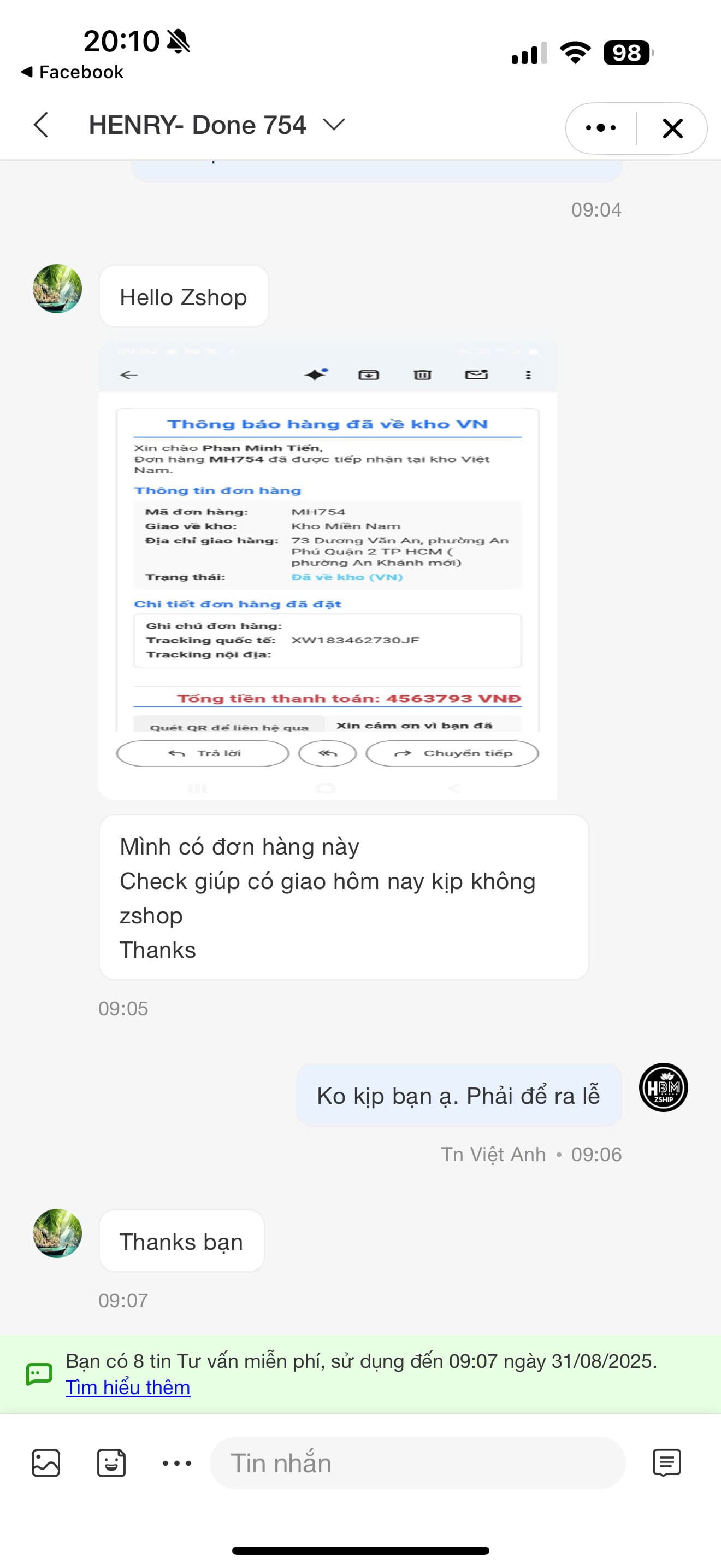 Đánh Giá Dịch Vụ Order 28 Review về dịch vụ của Zship Logistics