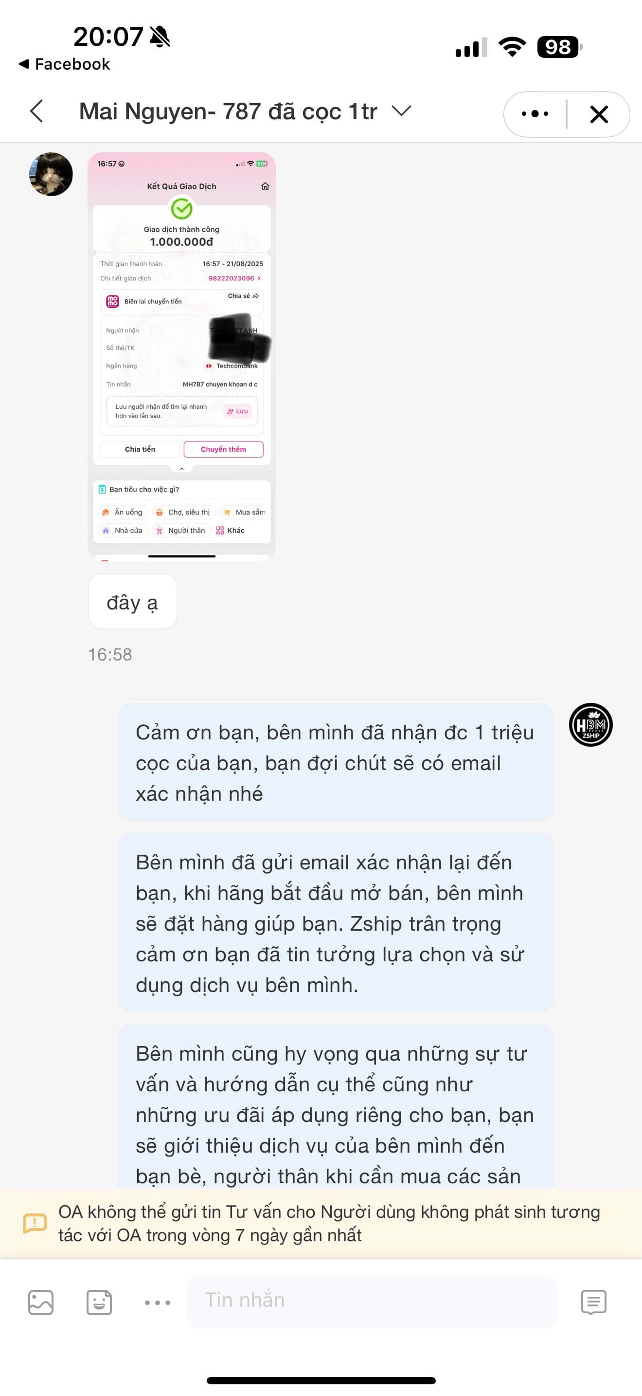 Đánh Giá Dịch Vụ Order 34 Review về dịch vụ của Zship Logistics