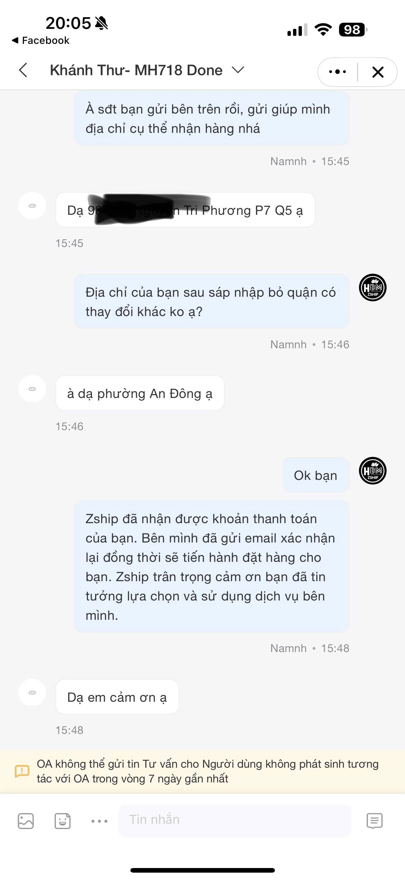 Đánh Giá Dịch Vụ Order 38 Review về dịch vụ của Zship Logistics