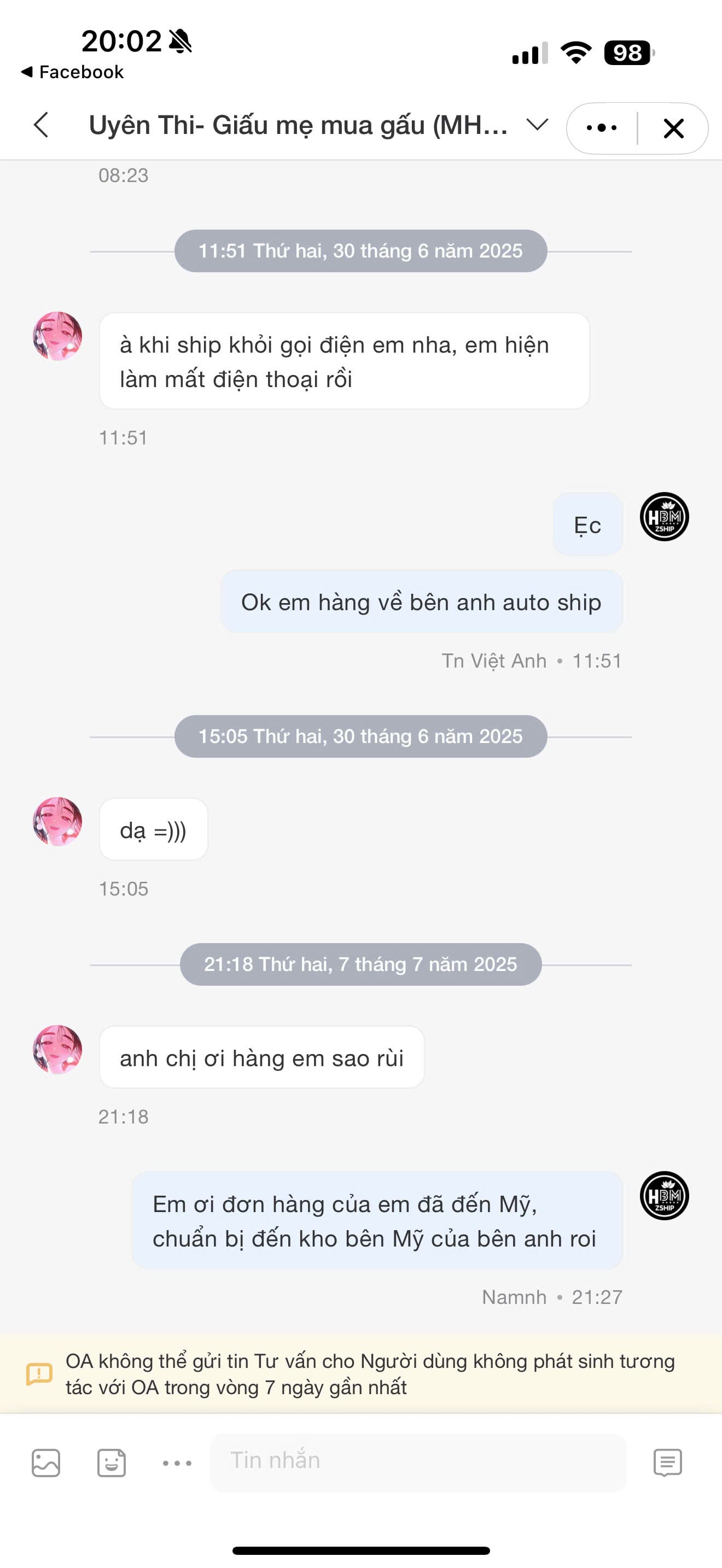 Đánh Giá Dịch Vụ Order 41 Review về dịch vụ của Zship Logistics