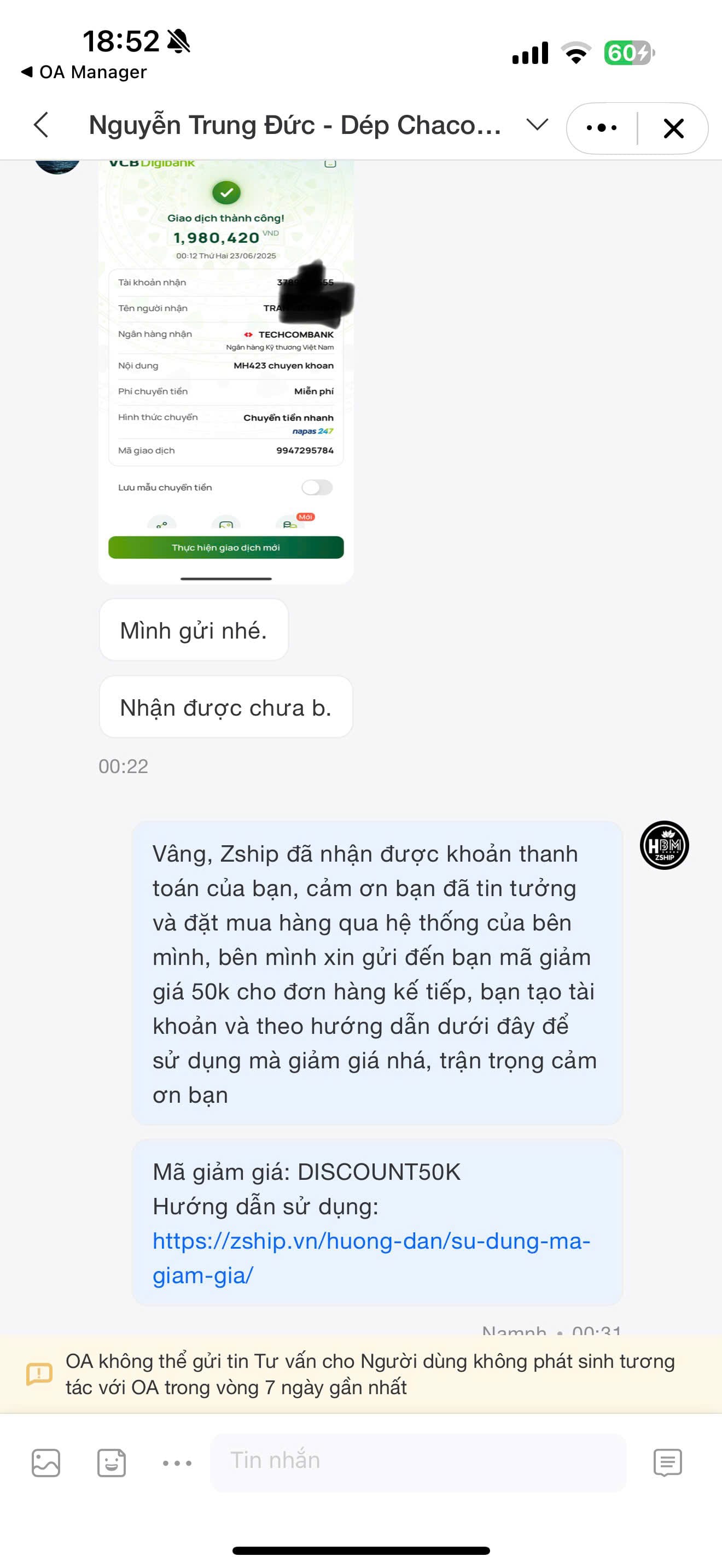 Đánh Giá Dịch Vụ Order 43 Review về dịch vụ của Zship Logistics
