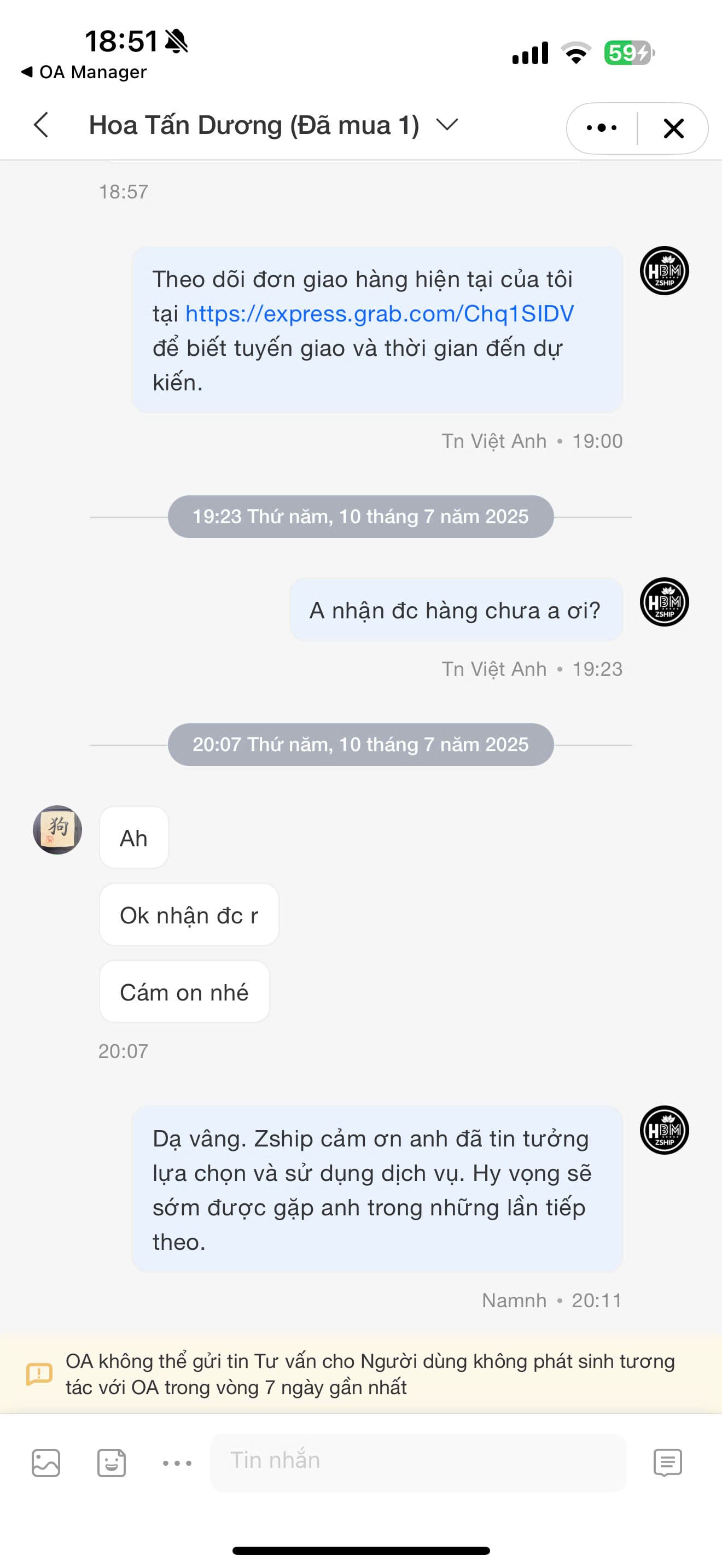 Đánh Giá Dịch Vụ Order 45 Review về dịch vụ của Zship Logistics