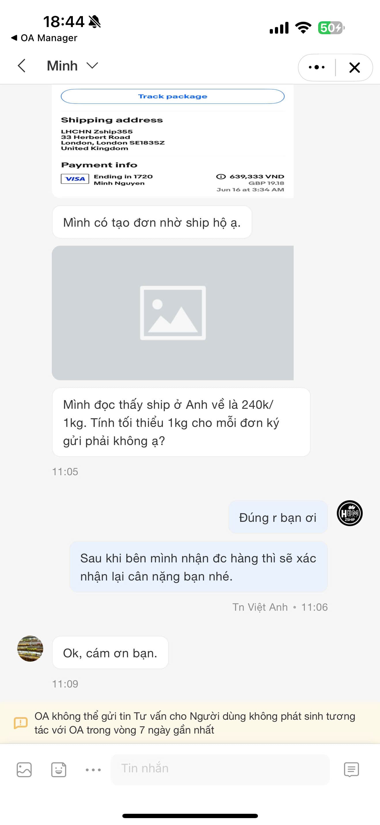 Đánh Giá Dịch Vụ Order 53 Review về dịch vụ của Zship Logistics