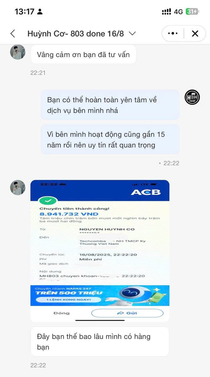 Đánh Giá Dịch Vụ Order 63 Review về dịch vụ của Zship Logistics